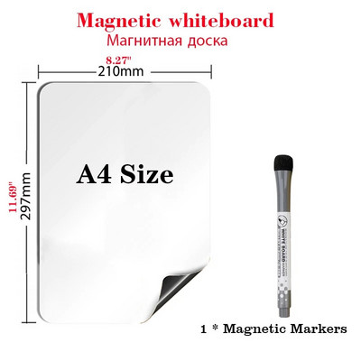 Μέγεθος A4 Μαγνητικός πίνακας Dry Erase White Board Μενού Αυτοκόλλητο Κουζίνας Ψυγείο Δείκτης πίνακας ημερολογίου προγραμματισμού