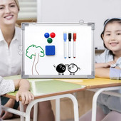 Tablă albă magnetică cu ștergere uscată de 40X30CM, agățată pe două fețe, birou, săli de clasă, planificare, scris, desen, panou de mesaje