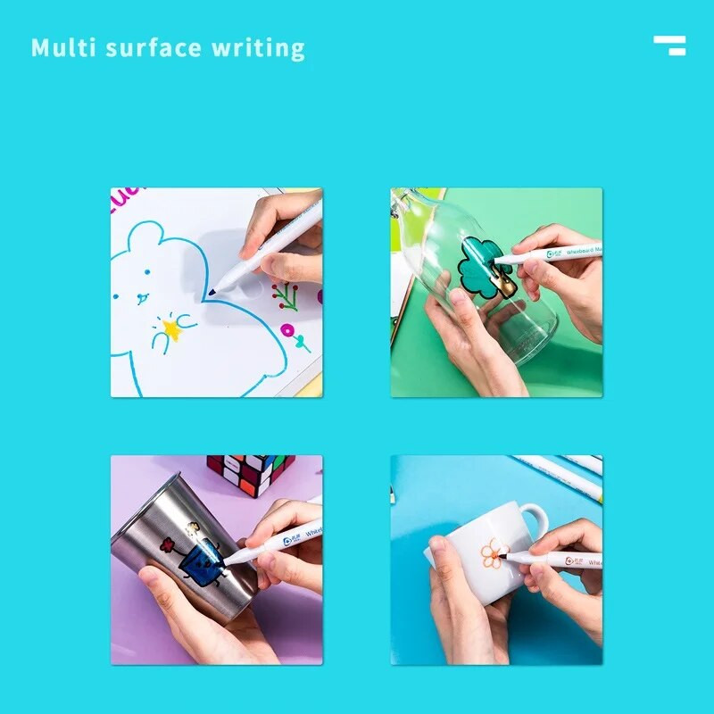 12 Έγχρωμοι μαρκαδόροι μολυβιού μαυροπίνακα με σβηστό στυλό μαρκαδόρου με βάση το νερό Μη τοξικό στυλό εκμάθησης γραφής και σχεδίου για παιδιά