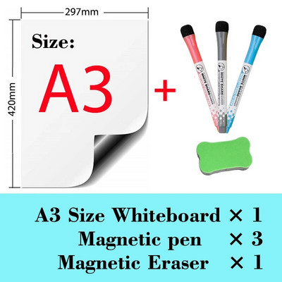 A3-suuruses magnettahvel KülmikKülmik Kleebis Kuiv kustutamine Valge tahvel Teadetetahvlid Kirjutusplaat Kuivkustutamise kalender