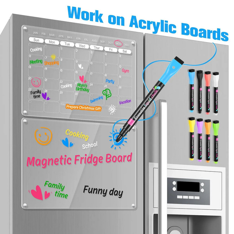 8 spalvų skysta kreida Spalvingi dažų žymekliai rašiklis akrilas kalendorius skaidraus stiklo lentos rašikliai