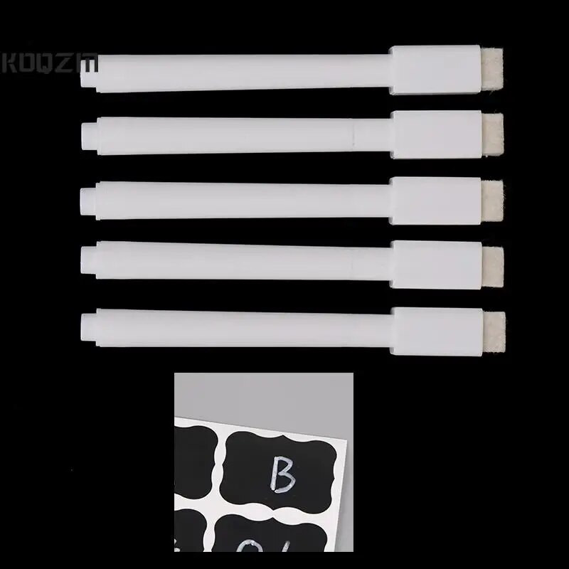 5 gab. Izdzēšama balta šķidra krīta pildspalva/marķieris stikla logu tāfelei