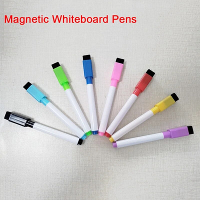 8 цвята Комплект цветни магнитни маркери за бяла дъска със сухо изтриване за хладилник, домашна кухня, офис, училище, класна стая, детски консумативи