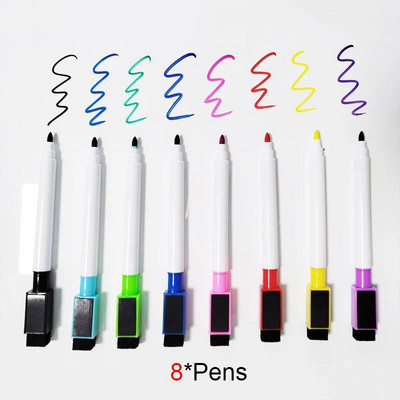 Σετ 8 χρωμάτων τεμ. Πολύχρωμο μαρκαδόρο μαρκαδόρου με μαγνητικό στεγνό σβήσιμο για Ψυγείο, Παιδική Προμήθειες Σχολικής Τάξης Γραφείου Σπιτιού Κουζίνα