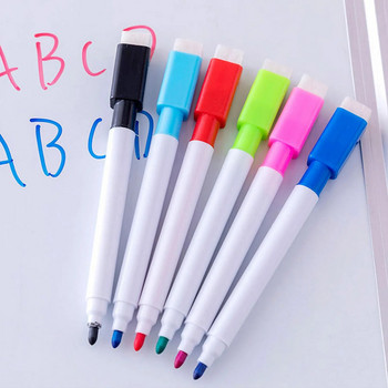 8PCS Химикалки за бяла дъска Маркери за сухо изтриване с гумичка за домашен офис Училищни канцеларски материали 8 цвята
