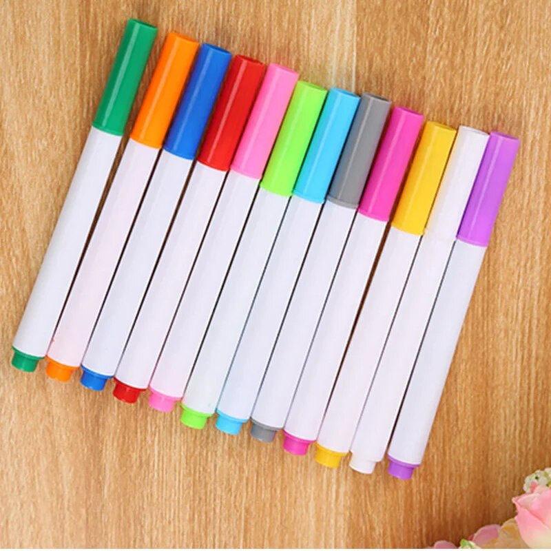 12 τεμάχια/σετ Διαφορετικά χρώματα Υδατοδιαλυτή υγρή κιμωλία Παιδικό στυλό σχεδίασης Πίνακας κιμωλίας Μαρκαδόρος δασκάλου