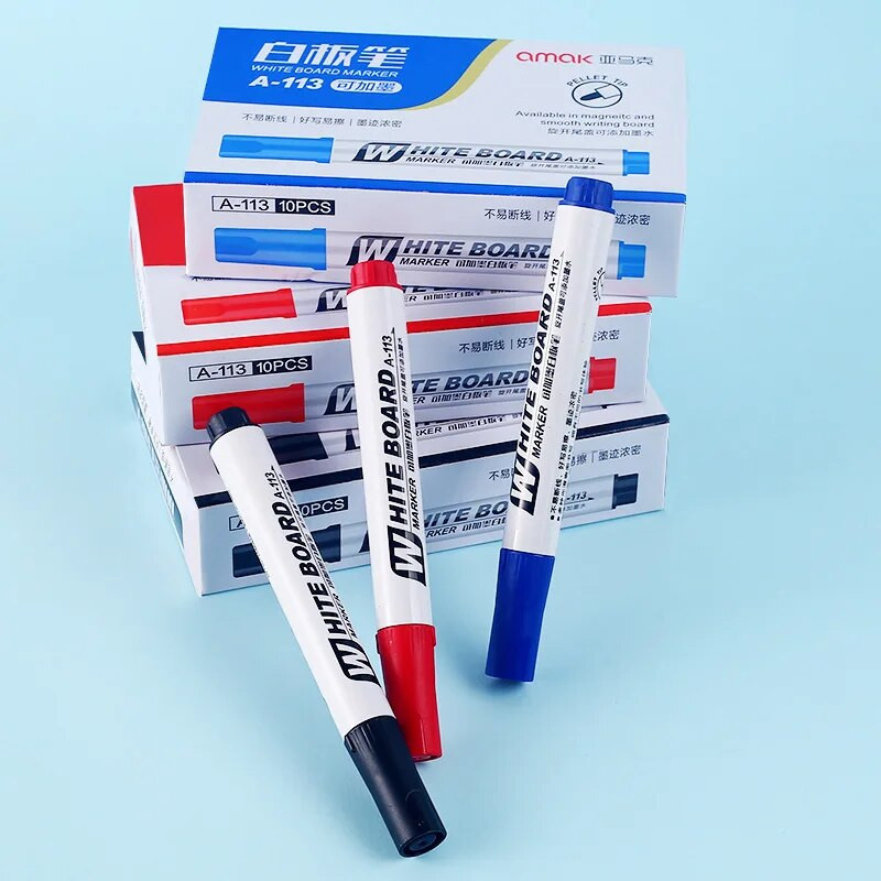 Sauso ištrynimo baltos lentos žymekliai Lentiniai rašikliai Trinami kreidiniai rašikliai Silpno kvapo baltos lentos žymekliai Biuro mokyklos raštinės reikmenys