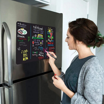 A4 Магнитно сухо избърсване Черна дъска Табло за обяви за хладилник Стикери за стена Кухненски органайзер Ренде