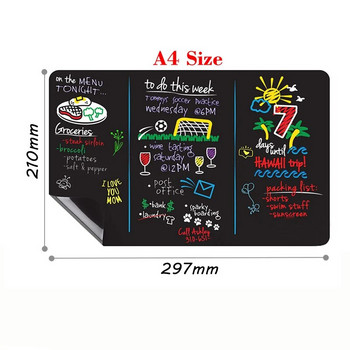 Α4 Μαγνητικό στεγνό μαντηλάκι Μαυροπίνακας Ψυγείου Πίνακας Ανακοινώσεων Αυτοκόλλητα Τοίχου Πλάνη οργάνωσης κουζίνας
