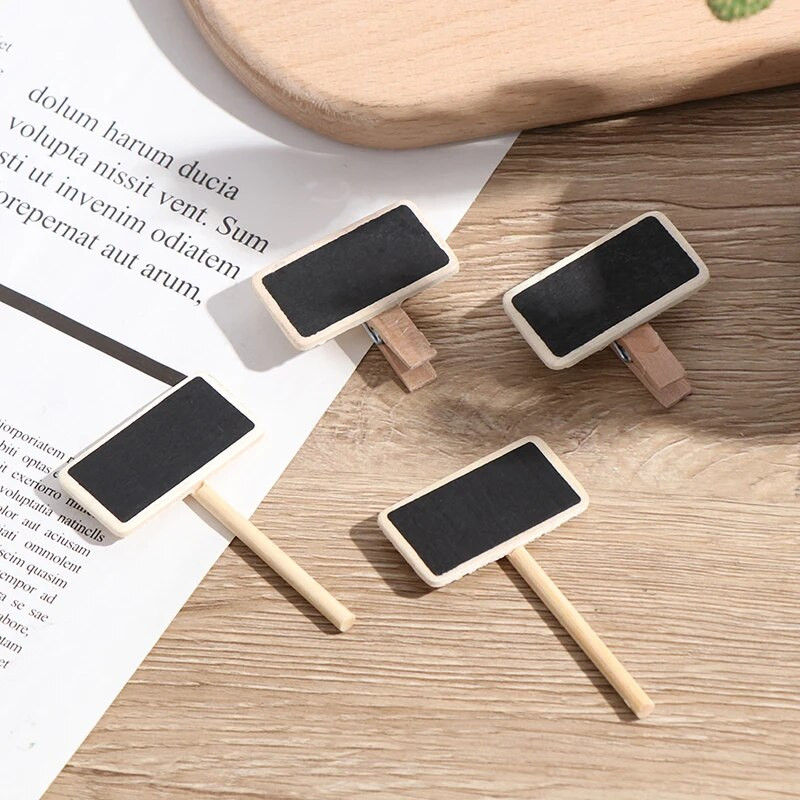 50 Μίνι μαυροπίνακας ξύλινος μήνυμα σχιστόλιθος ορθογώνιο κλιπ κλιπ πάνελ καρτών υπομνήματα ετικέτα μάρκα τιμή αριθμός θέσης