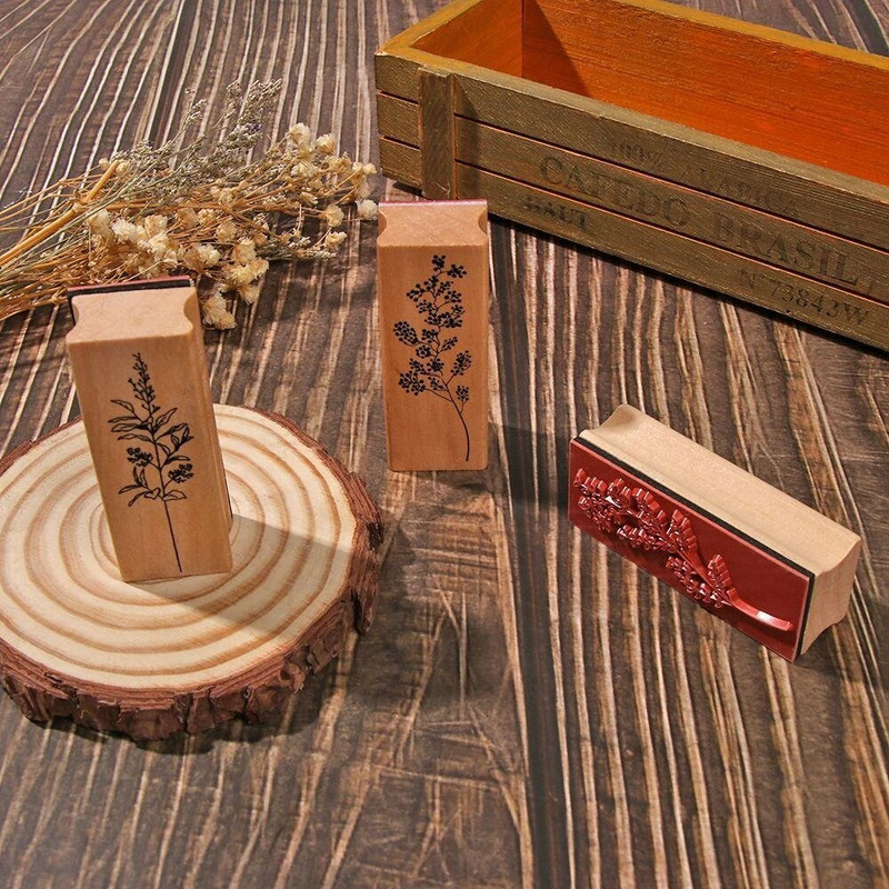 Εκλεκτής ποιότητας ξύλινα λαστιχένια γραμματόσημα φυτών λουλουδιών για Scrapbooking DIY Card Making Craft Standard Seal Decoration Stationery Stamp δώρο