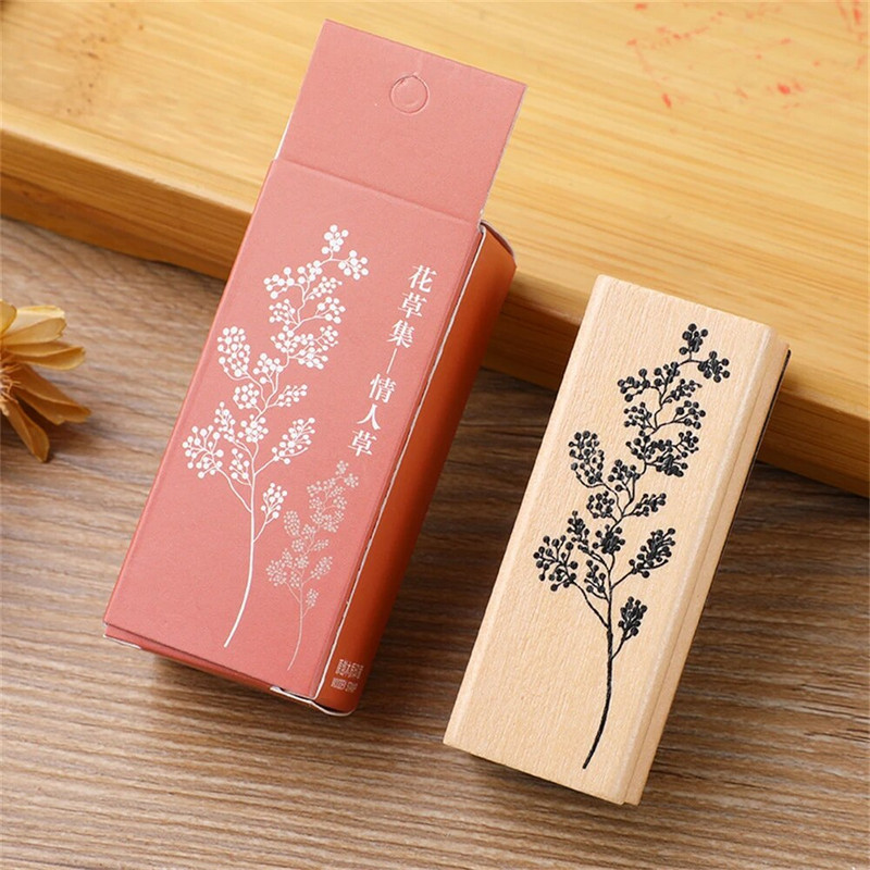 Εκλεκτής ποιότητας ξύλινα λαστιχένια γραμματόσημα φυτών λουλουδιών για Scrapbooking DIY Card Making Craft Standard Seal Decoration Stationery Stamp δώρο