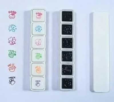 6 τμχ/σετ Σφραγίδες κινουμένων σχεδίων Kawaii Self Ink Press Reward Stamps Kids Encourage Seal DIY Inkpad Art Crafts Κορεατικά Γραφείο γραφικής ύλης