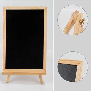 Дървена черна дъска Настолна черна дъска Рамка от борово дърво Черна дъска за маса със статив за табла за рисуване на бележки
