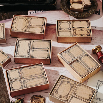 Card Lover 3/4 бр [Baroque Fantasia Series] Vintage Journal Seal Дървена/гумена щампа Инструменти за скрапбукинг Канцеларски материали за училище