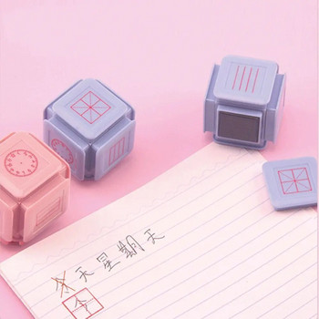 1PC Китайски йероглиф Щрих пинин кариран печат за китайски училище Коментар на учители в началното училище и ревизия на печат