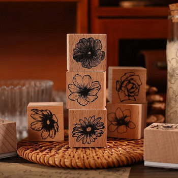 1 Pc Flower Rites Series Vintage Wooden Plant Flower Rubber Stamp Creative DIY Journal Material Decor Stationery