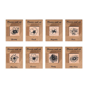1 бр. Flower Rites Series Vintage Wooden Plant Flower Gum Stamp Creative Направи си сам дневник Material Decor Канцеларски материали