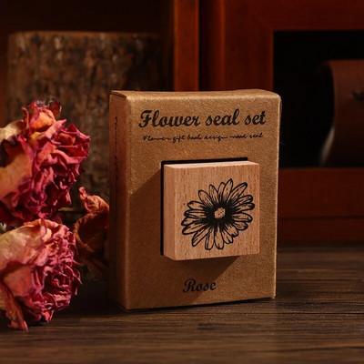 1 tk Flower Rites seeria Vintage puidust taim lillede kummitempel Creative DIY Journal Materjal Decor Kirjatarbed