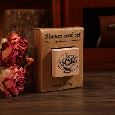 1 tk Flower Rites seeria Vintage puidust taim lillede kummitempel Creative DIY Journal Materjal Decor Kirjatarbed