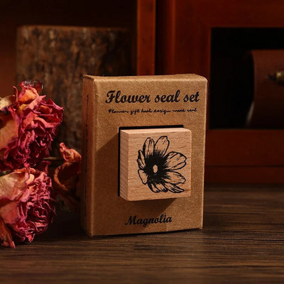 1 tk Flower Rites seeria Vintage puidust taim lillede kummitempel Creative DIY Journal Materjal Decor Kirjatarbed
