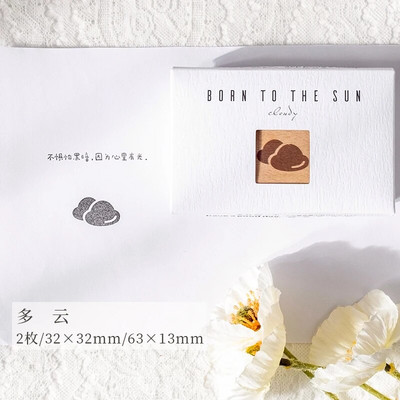 Yoofun 2 τεμ./συσκευασία Καιρός Ηλιόλουστος Βροχερός Συννεφιασμένος Ξύλινες στάμπες από καουτσούκ για διακόσμηση Mini Scrapbooking Journal DIY Craft Stationery