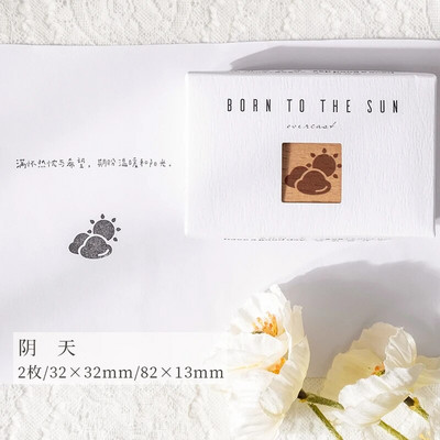 Yoofun 2 τεμ./συσκευασία Καιρός Ηλιόλουστος Βροχερός Συννεφιασμένος Ξύλινες στάμπες από καουτσούκ για διακόσμηση Mini Scrapbooking Journal DIY Craft Stationery