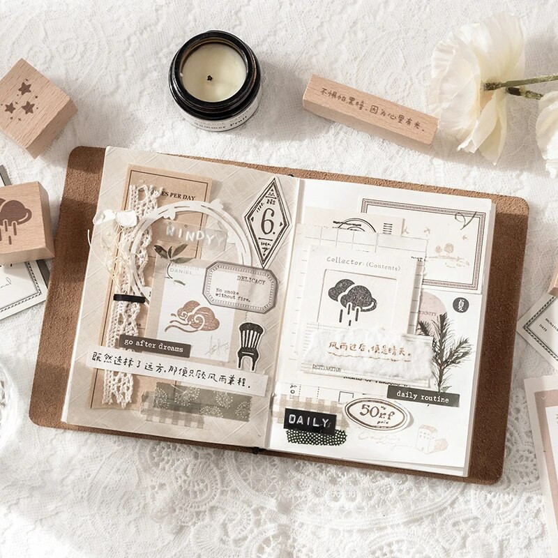 Yoofun 2 τεμ./συσκευασία Καιρός Ηλιόλουστος Βροχερός Συννεφιασμένος Ξύλινες στάμπες από καουτσούκ για διακόσμηση Mini Scrapbooking Journal DIY Craft Stationery