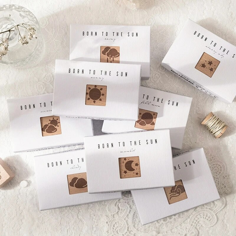 Yoofun 2 τεμ./συσκευασία Καιρός Ηλιόλουστος Βροχερός Συννεφιασμένος Ξύλινες στάμπες από καουτσούκ για διακόσμηση Mini Scrapbooking Journal DIY Craft Stationery