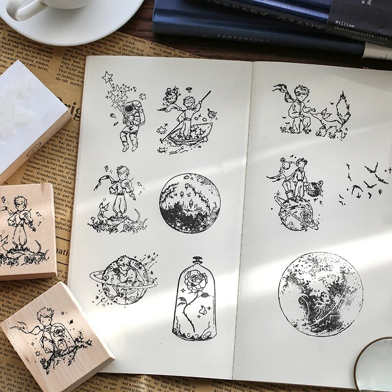 Vintage Σειρά Little Prince Ξύλινες σφραγίδες από καουτσούκ Ζεστό παραμύθι Planet Scrapbooking Bullet Journaling Αξεσουάρ Χαρτικά