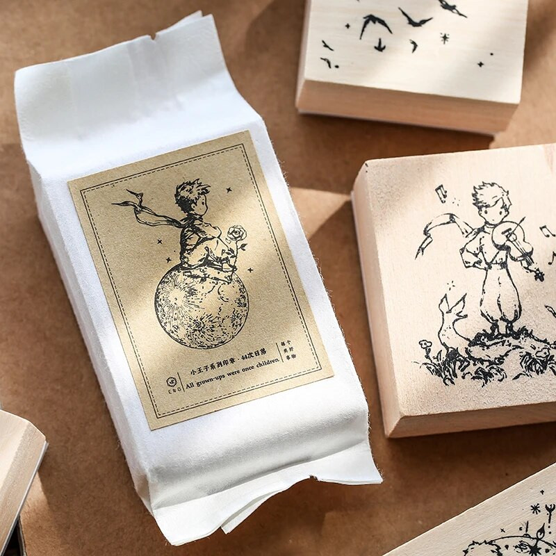 Vintage Σειρά Little Prince Ξύλινες σφραγίδες από καουτσούκ Ζεστό παραμύθι Planet Scrapbooking Bullet Journaling Αξεσουάρ Χαρτικά