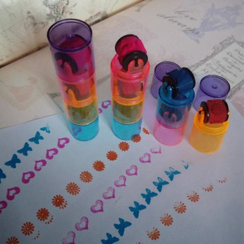 Kawaii Cartoon Roller Stamps Colorful Ink Pad Stamp Κάρτα DIY Κατασκευή σχεδίου Εργαλείο ζωγραφικής Κορεατικά χαρτικά προμήθειες γραφείου