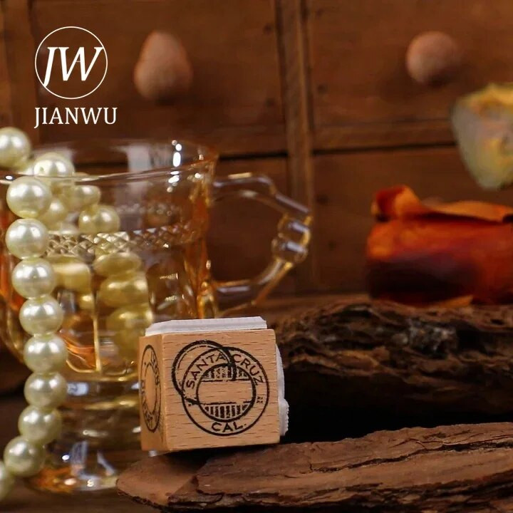 JIANWU Long Moon and Stars Series Vintage 3-σε-1 Δαντελένια διακόσμηση πεταλούδας Ξύλινη σφραγίδα Creative DIY Journal Collage Stationery