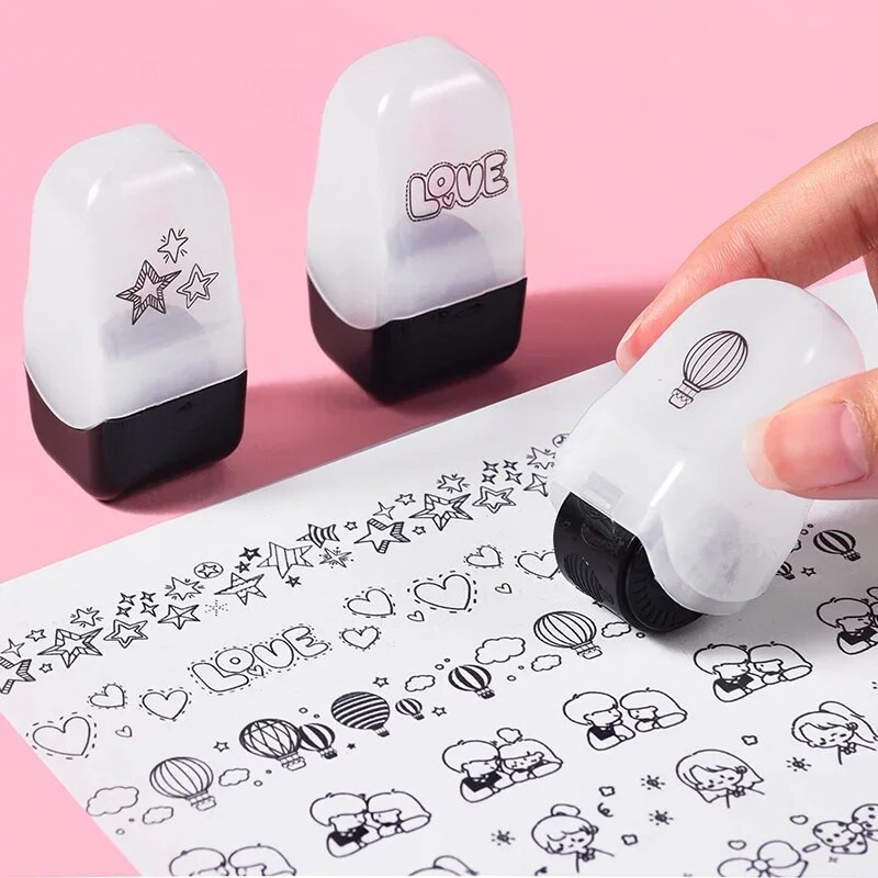 Μοτίβο κινουμένων σχεδίων Rolling Stamp Flower DIY Creative Seal Graffiti Εγχειρίδιο DIY Roller Lace Decoration Stationery Journal Supplies