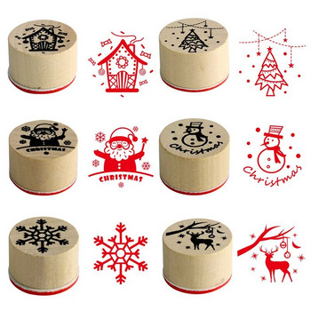 6 τεμ/κιβώτιο Vintage γραμματόσημα με χριστουγεννιάτικο χιονάνθρωπο Ξύλινη σφραγίδα για γράμματα Ημερολόγιο DIY Craft Scrapbooking Card