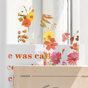 5PCS растителна отметка PVC полупрозрачна маркировка на книга за четене ретро цвете маркер за страница канцеларски материали ученически пособия подарък за жени момиче