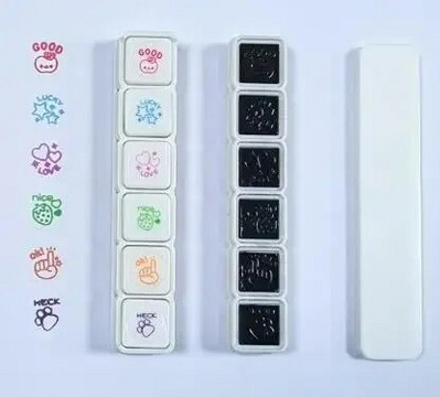 6 Σχέδια Press Inkpad Stamps Kawaii Self Ink Reward Stamps Kids Encourage Seal DIY Art Crafts Κορεατικά χαρτικά προμήθειες γραφείου