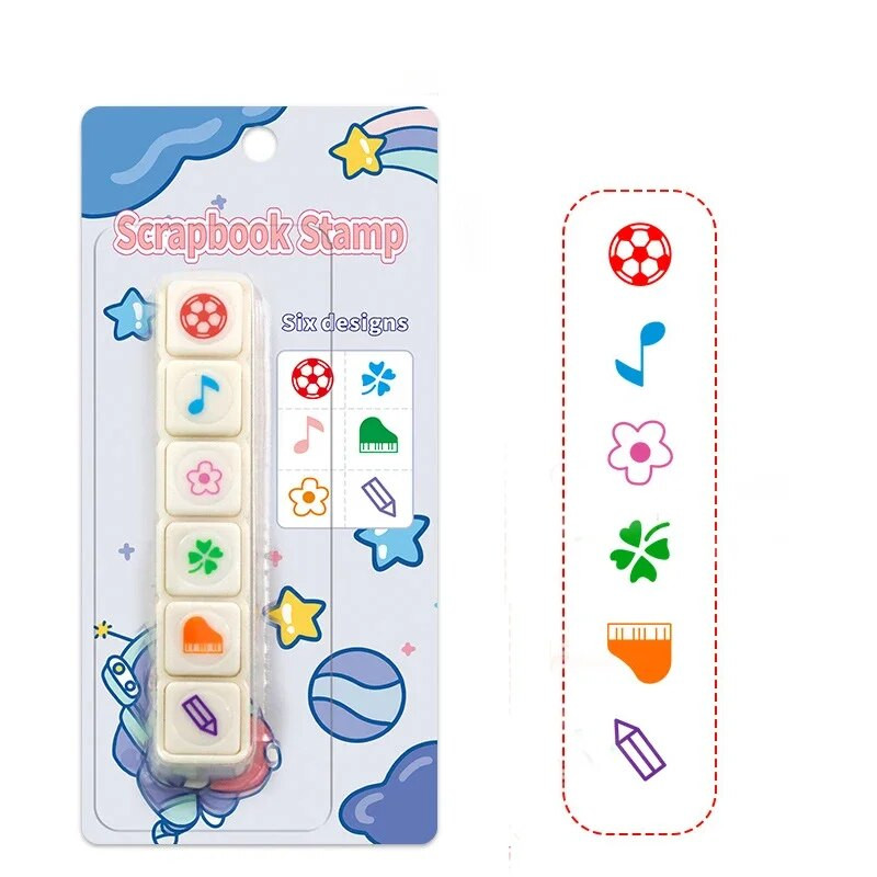 6 Σχέδια Press Inkpad Stamps Kawaii Self Ink Reward Stamps Kids Encourage Seal DIY Art Crafts Κορεατικά χαρτικά προμήθειες γραφείου