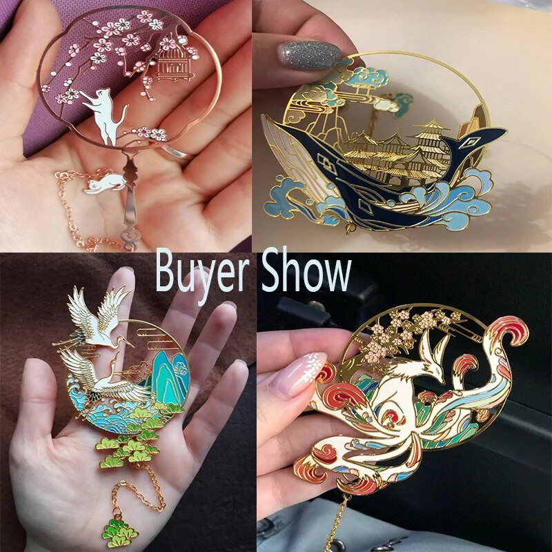 Kinietiško stiliaus žalvaris Žymė kutais pakabukas Retro knygos segtukas Metalinis puslapių žymėjimas studentams Dovanų raštinės reikmenys Mokykliniai biuro reikmenys