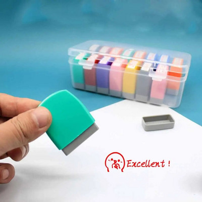 Teaching Stamp Self-ink Commentary Stamp DIY Reward Seal Photosensitive Chapter Kids Seal Cartoon Stamps Office School Supplies