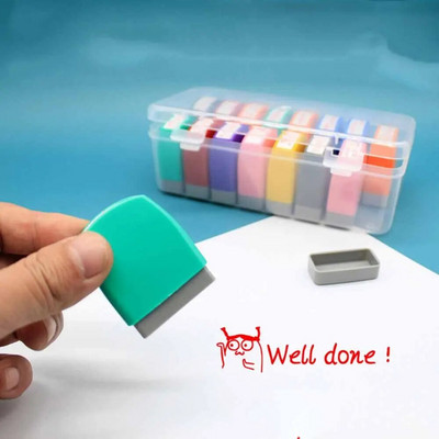 Ștampila de predare Ștampila de comentariu cu autocerneală Sigiliu de recompensă DIY Capitolul fotosensibil Sigiliu pentru copii Timbre de desene animate Rechizite școlare de birou
