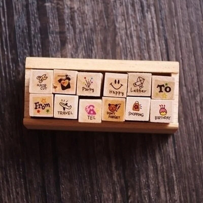 12 τεμ./σετ Vintage Weather Journal Stamp DIY Wooden Stamps for Scrapbooking Stationery Scrapbooking Standard Stamp