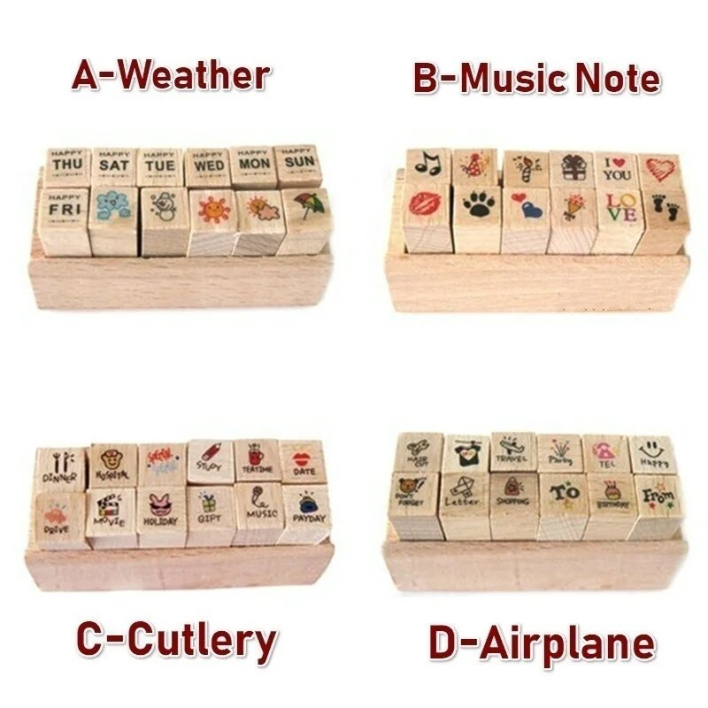 12 τεμ./σετ Vintage Weather Journal Stamp DIY Wooden Stamps for Scrapbooking Stationery Scrapbooking Standard Stamp