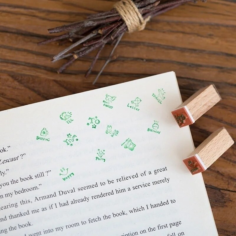 12 τεμ./σετ Vintage Weather Journal Stamp DIY Wooden Stamps for Scrapbooking Stationery Scrapbooking Standard Stamp