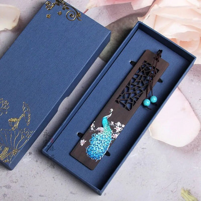 Chinese Style Wooden Bookmark Retro Carving Ebony Book Clip Pagination Mark Learning Stationery School Office Supplies 2023