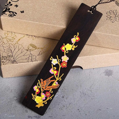 Kinų stiliaus medinė žymė Retro drožyba juodmedžio knygelės klipas puslapių žymėjimas mokymosi raštinės reikmenys mokykliniai biuro reikmenys 2023 m.