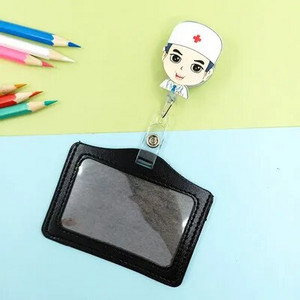 1 σετ PU Δερμάτινη θήκη για καρτούν με σήμα καρτούν Hospital Medical Workers Κάρτα εργασίας Όνομα θήκη κάρτας για νοσηλευτές γιατρούς