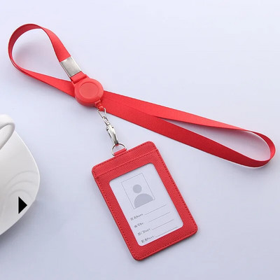 Ανασυρόμενη θήκη κάρτας με κορδόνι Σετ PU Badges Stationery Θήκη ταυτότητας με θήκη για κορδόνι Αξεσουάρ ετικέτας επωνυμίας επιχείρησης
