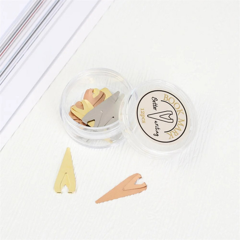 12 tk. Õõnes metallist positsioneeriv järjehoidja hoidik Leheküljed Raamatuklipp Loovus Õõnes õpilaste Lugemismärgid Kirjatarbed