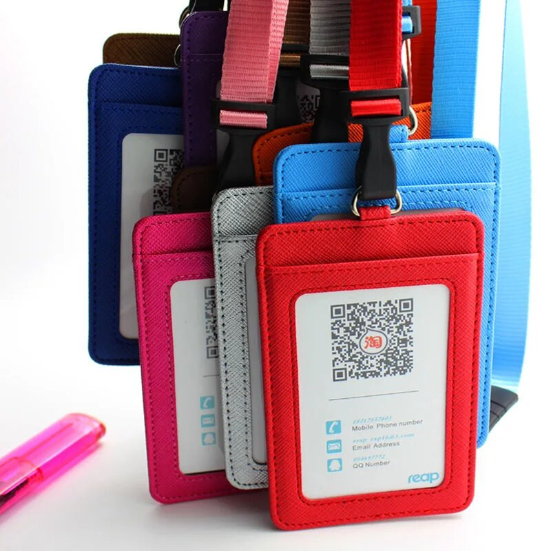 Δερμάτινη θήκη για ταυτότητες PU Επαγγελματική θήκη κάρτας με κολιέ Κορδόνι LOGO Προσαρμογή σχολικών προμηθειών γραφείου εκτύπωσης